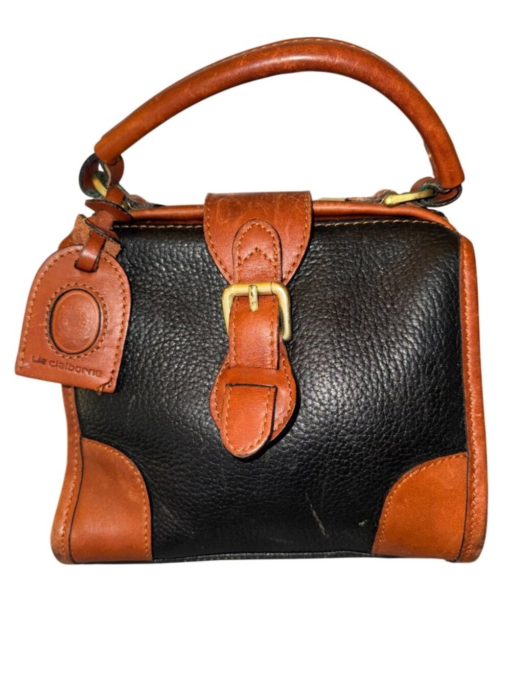 Vintage Liz Claiborne Top Handle Leather Handbag Satchel